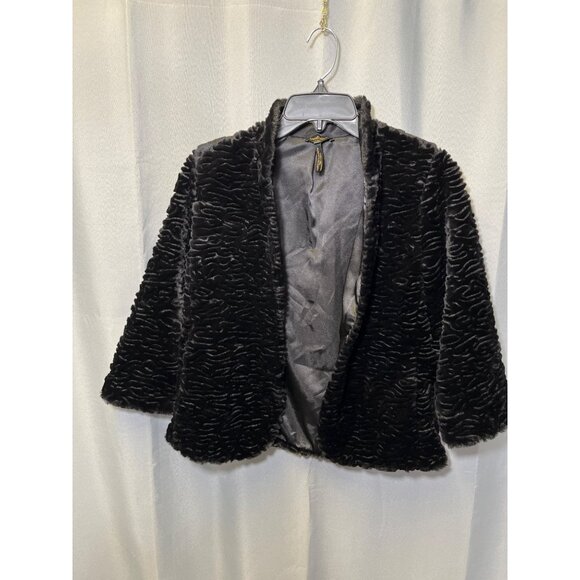 Laundry By Shelli Segal Jackets & Blazers - Laundry By Shelli Segal SKU 7582 Faux Fur Black Open Front Cropped Jacket  Size